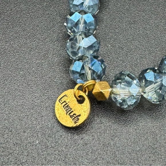 NWOT Erimish Faceted Blue  Grey Crystal Stacking Bracelet with Gold Accents - Picture 10 of 11